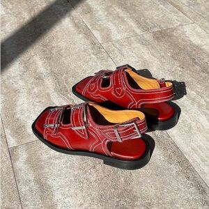 Ganni Western Sandals in Barbados Cherry Red